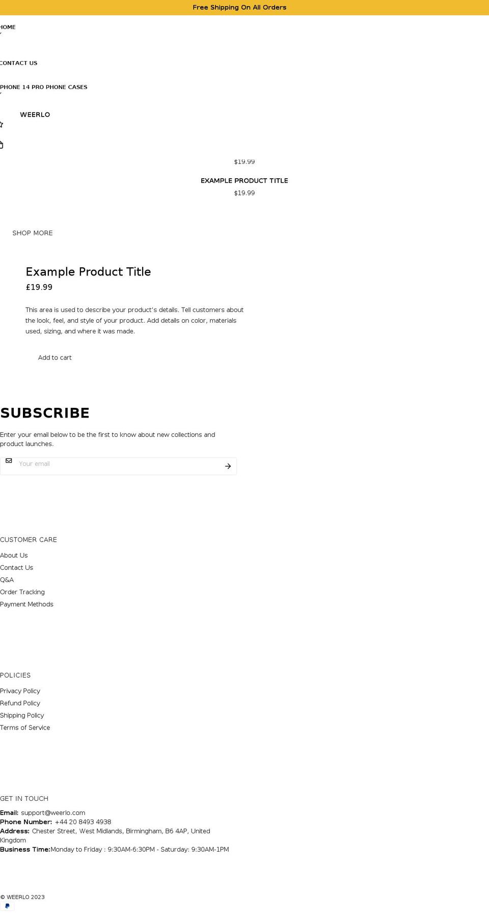 weerlo.com shopify website screenshot