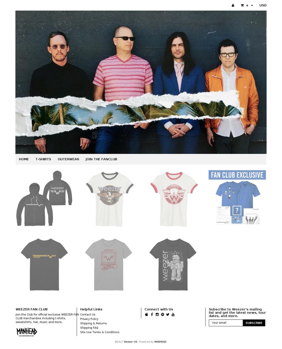 weezerwebstore.com shopify website screenshot