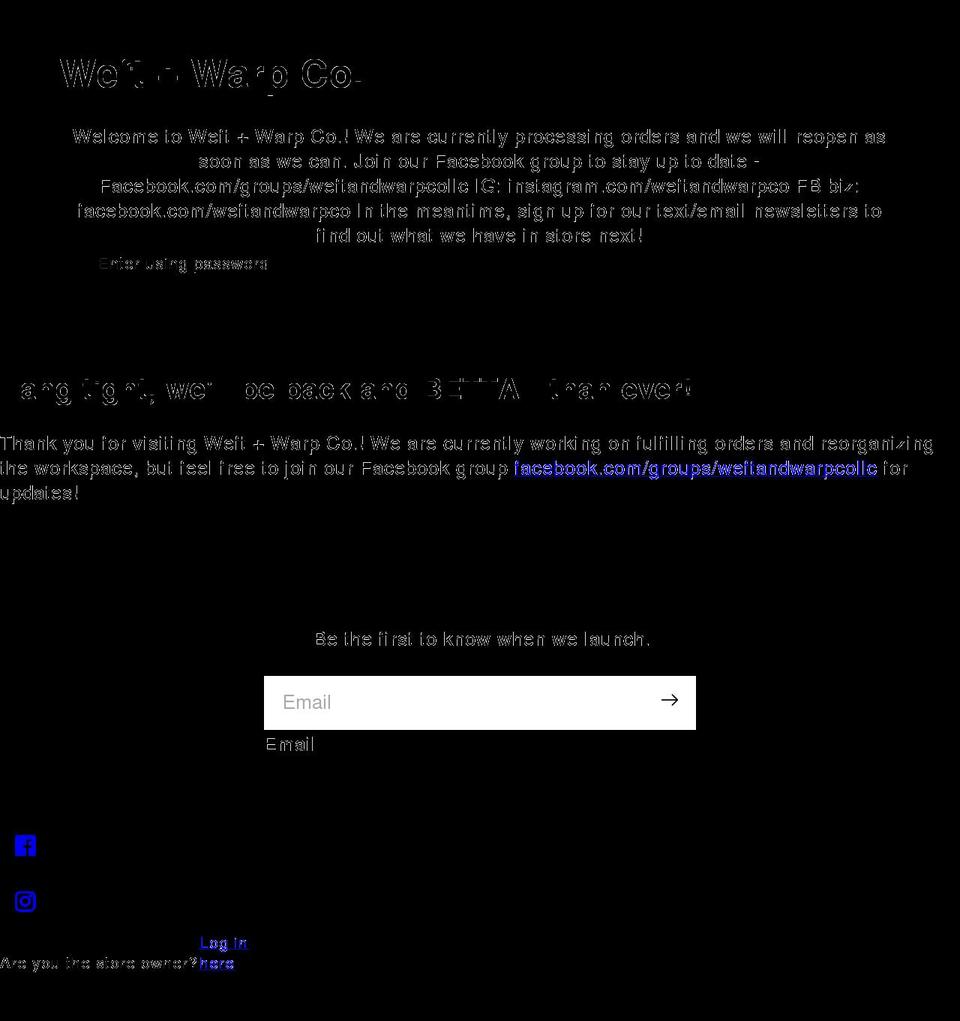 weftandwarpco.com shopify website screenshot