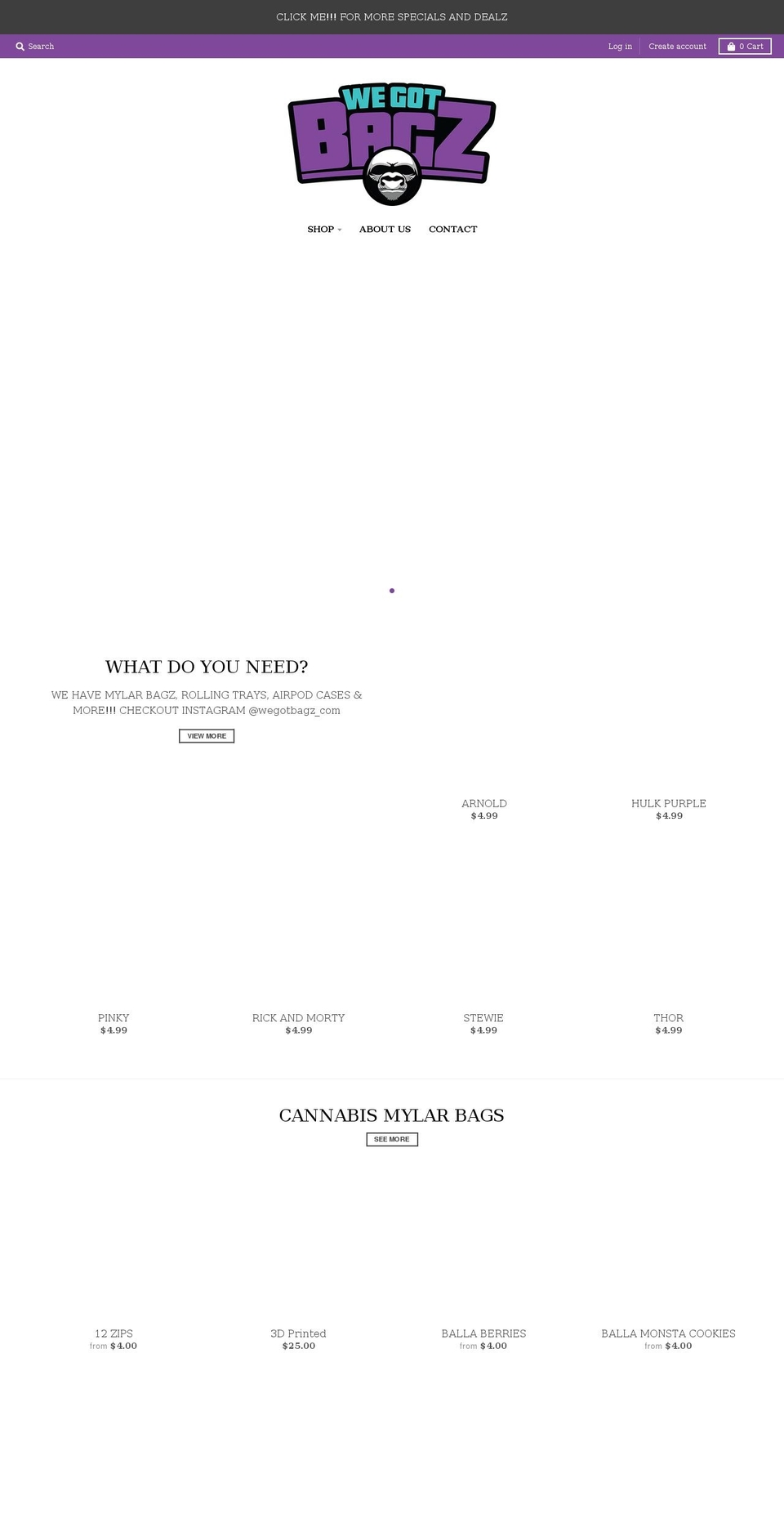 wegotbagz.com shopify website screenshot