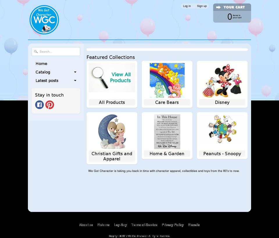 wegotcharacter.com shopify website screenshot