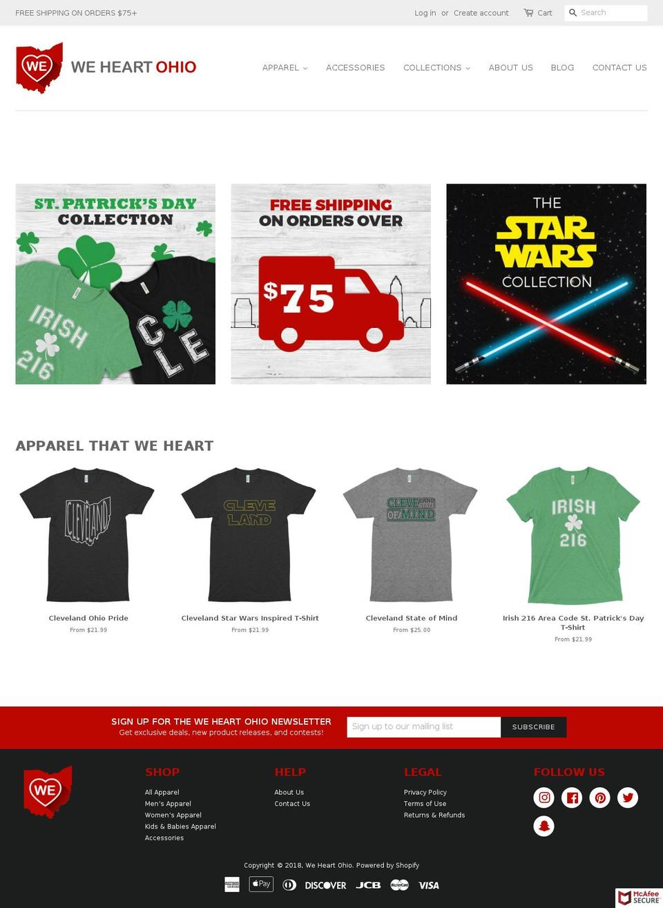 weheartohio.com shopify website screenshot