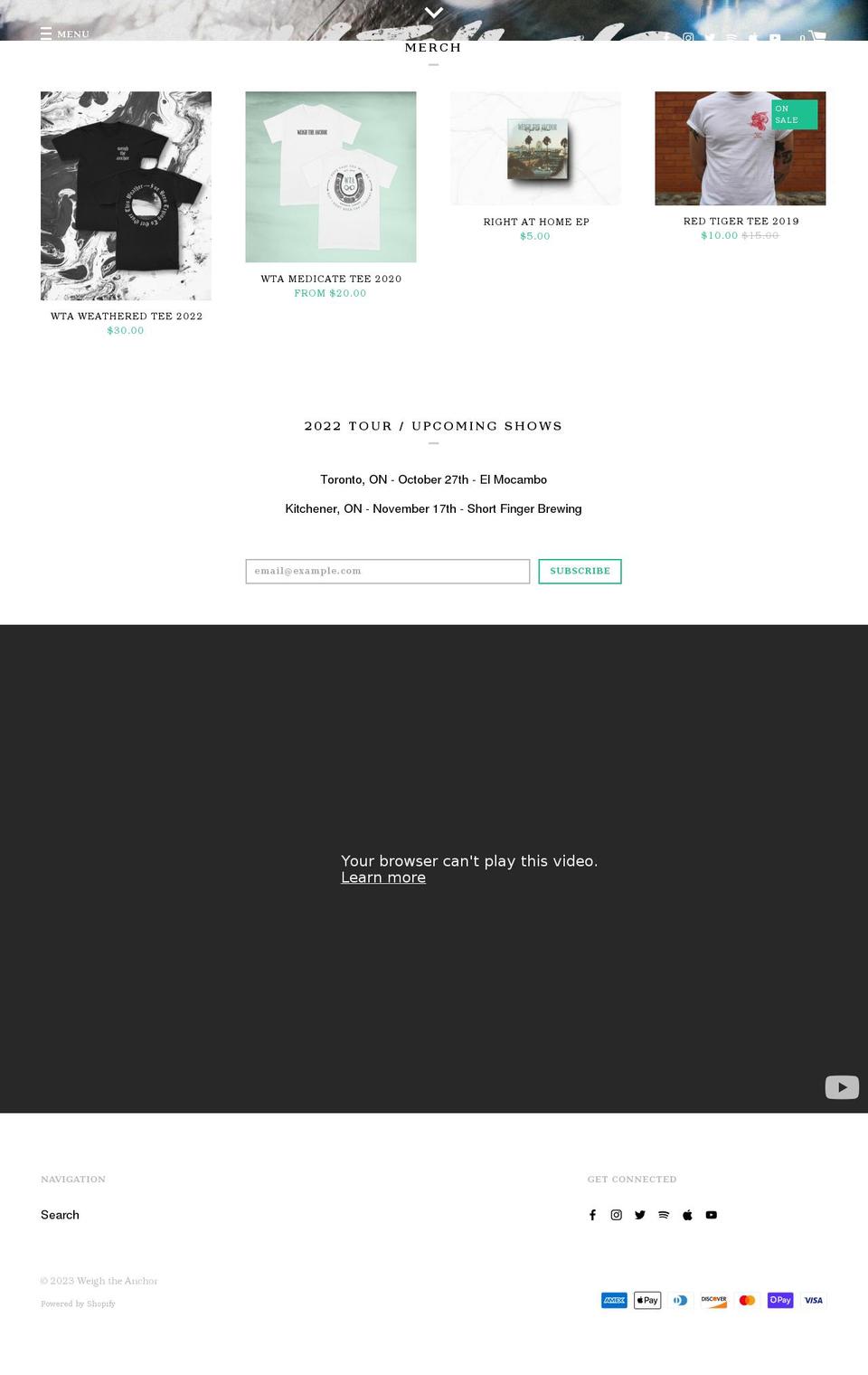 weightheanchor.com shopify website screenshot