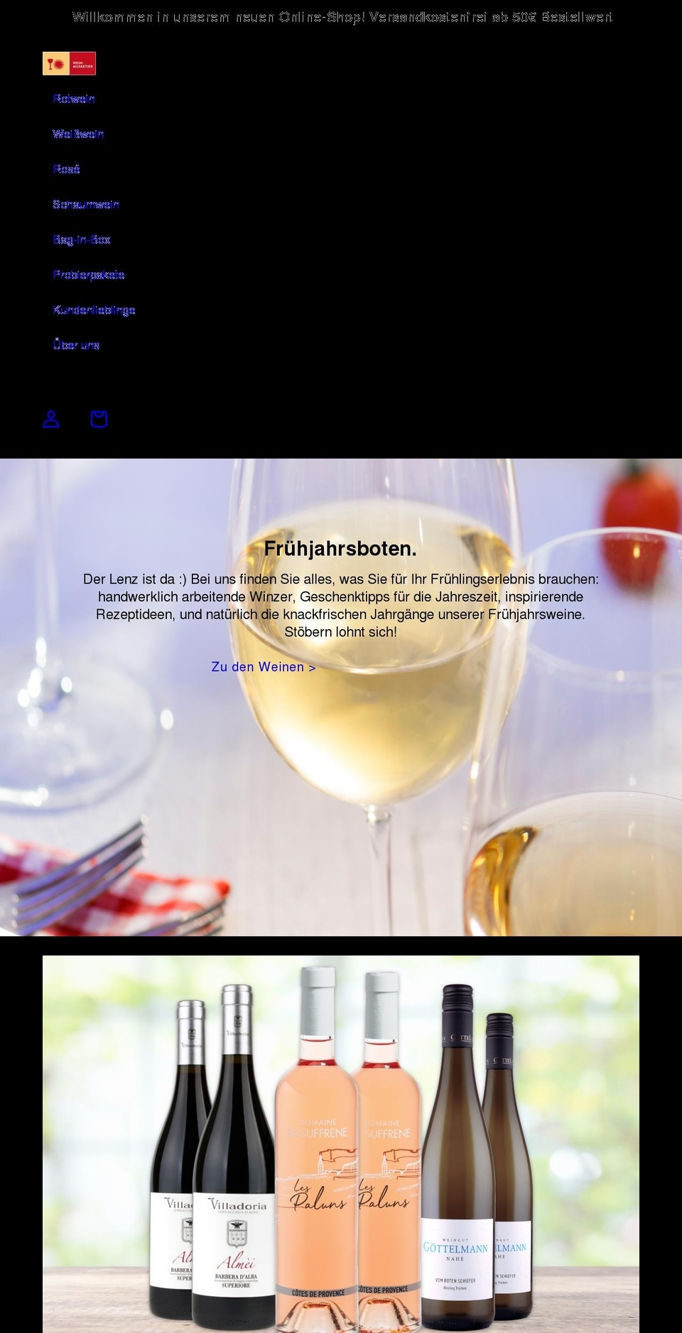 wein-musketier.de shopify website screenshot