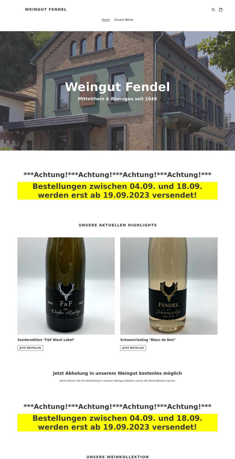 weingut-fendel.de shopify website screenshot