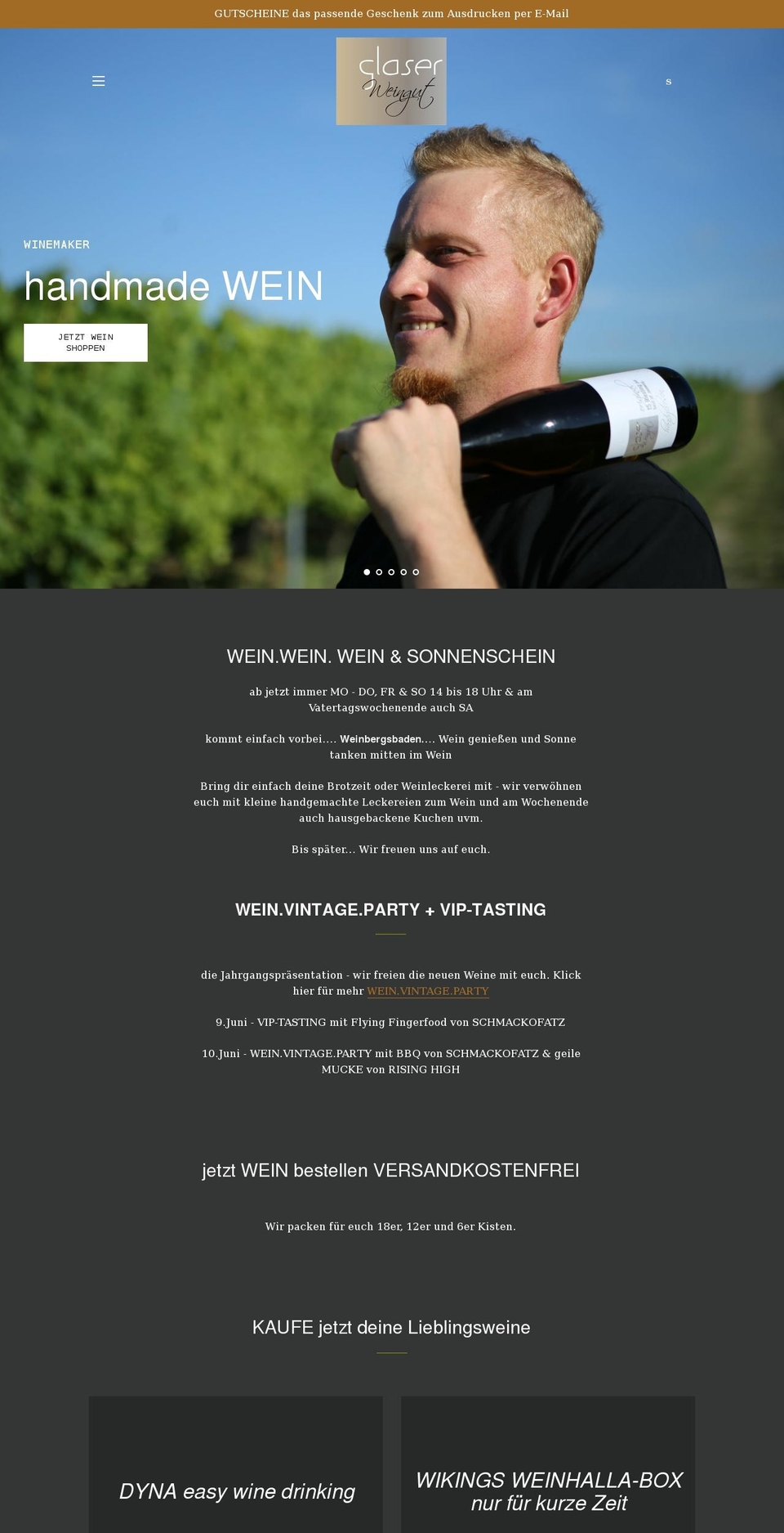 weingut-glaser.com shopify website screenshot