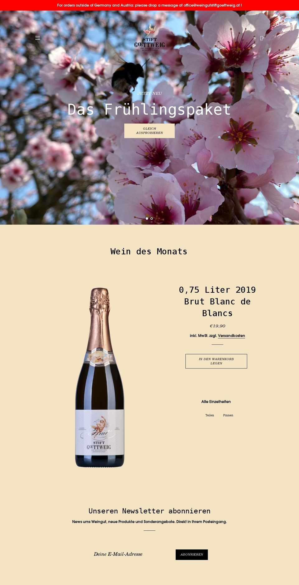 weingut-stift-goettweig.myshopify.com shopify website screenshot