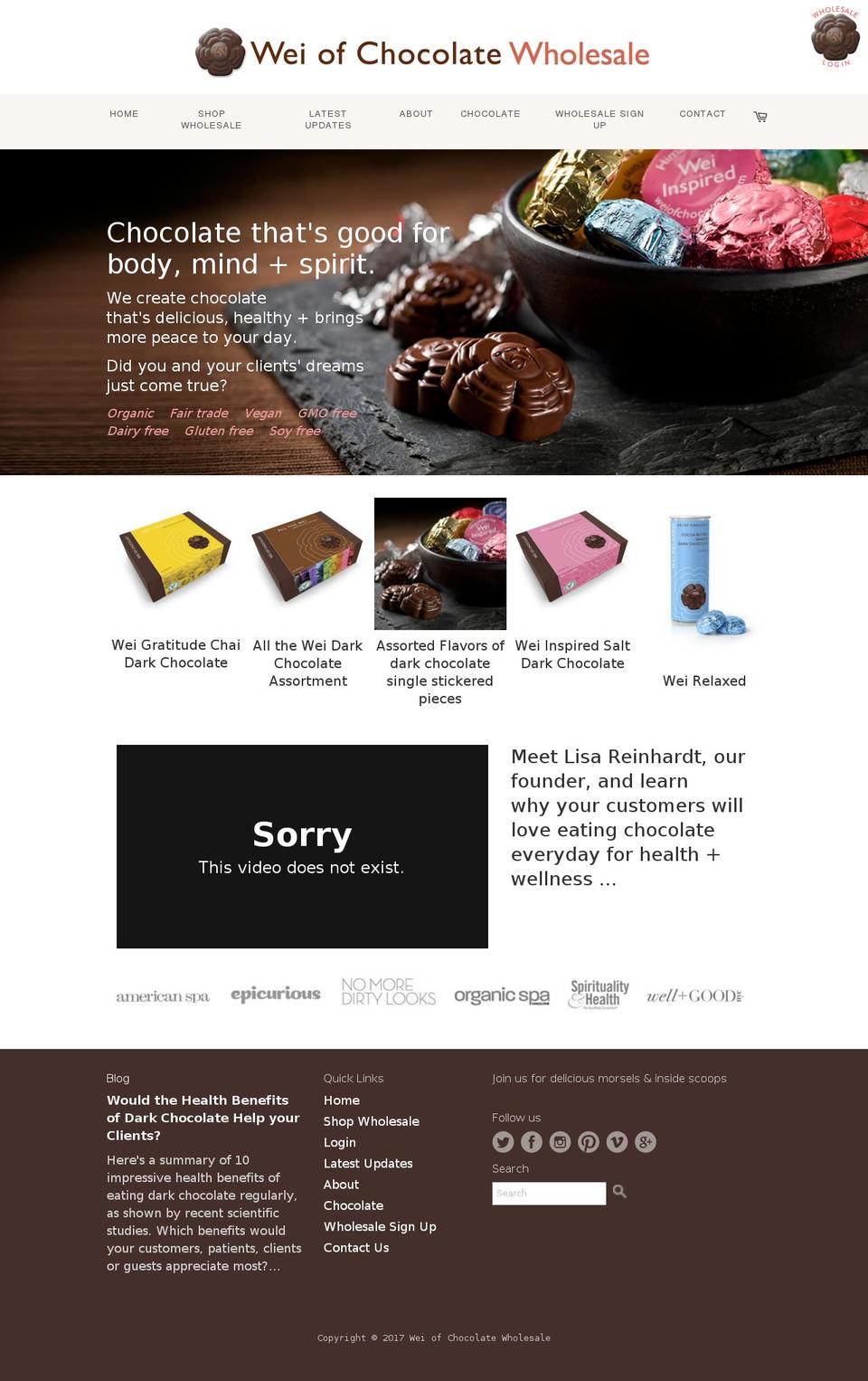 weiofchocolatewholesale.com shopify website screenshot