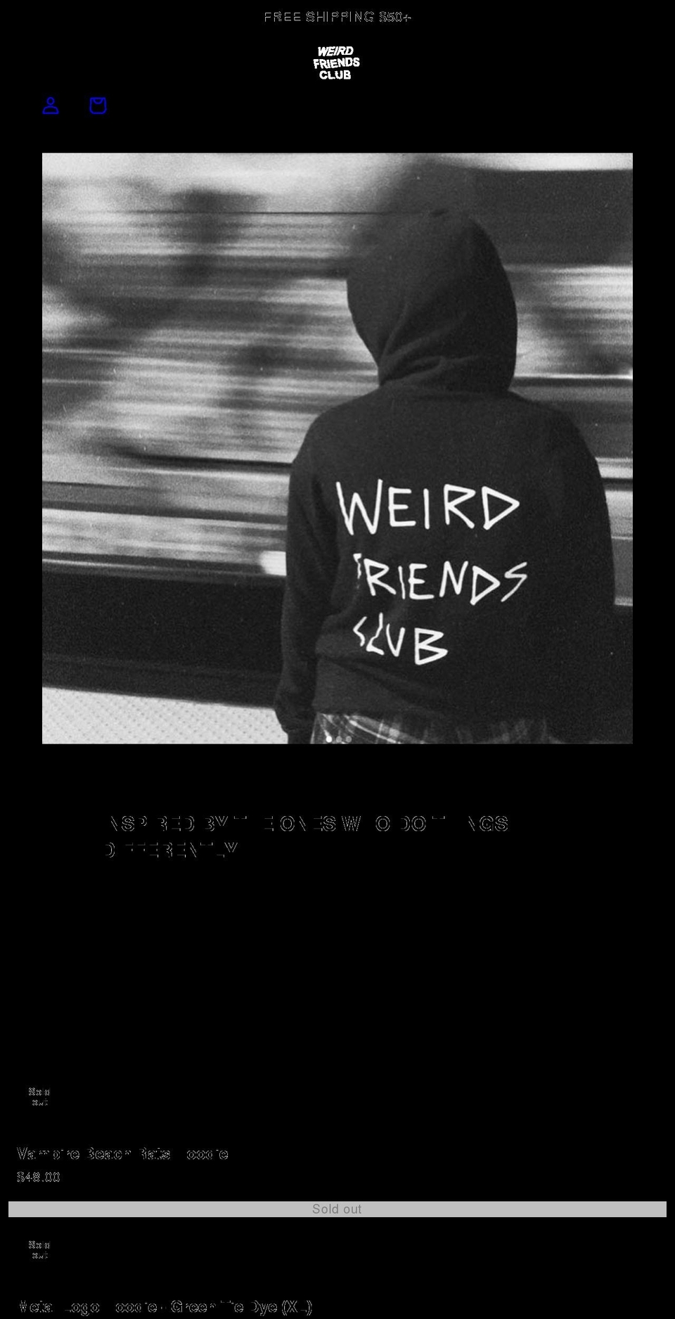 weirdfriendsclub.com shopify website screenshot