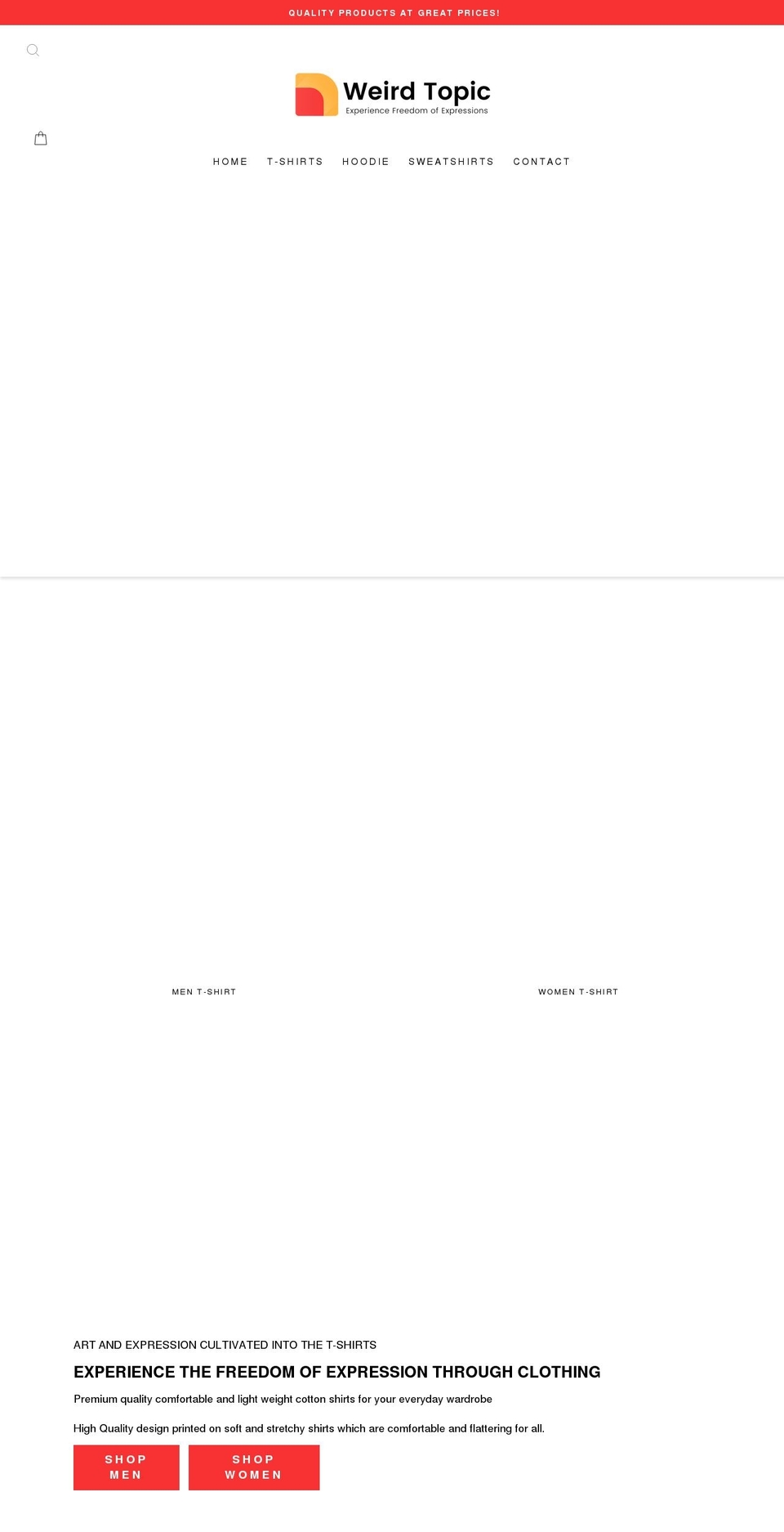 weirdtopictees.com shopify website screenshot
