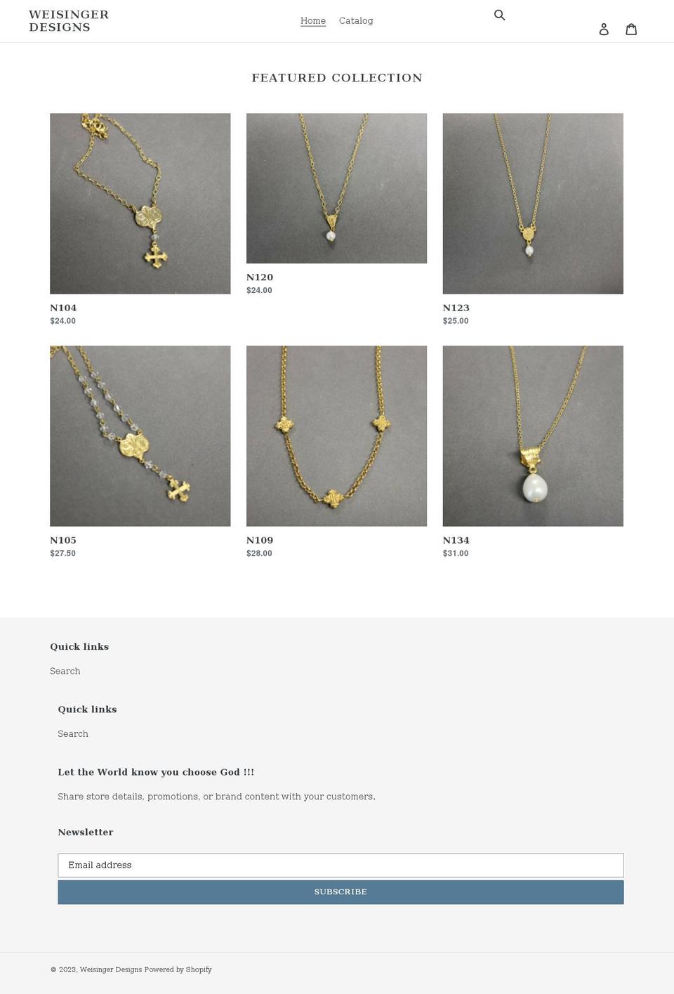 weisingerdesigns.com shopify website screenshot
