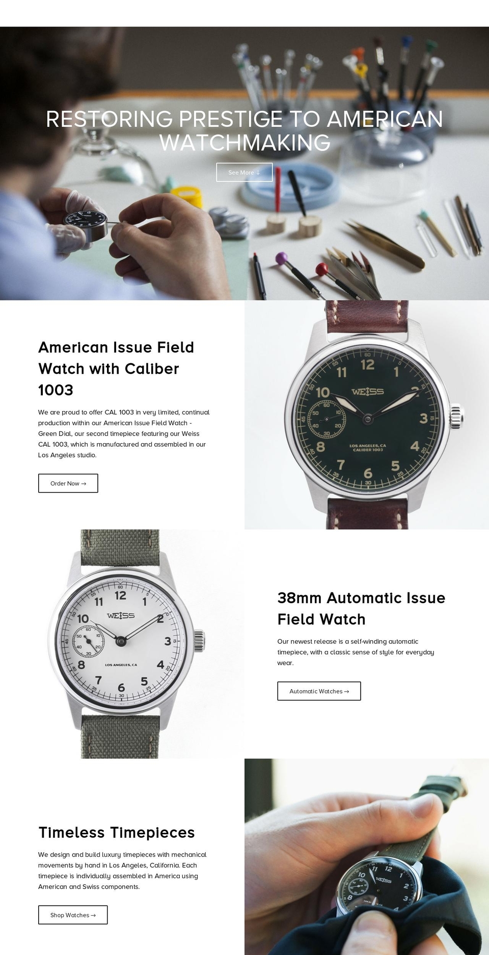 master Shopify theme site example weisswatchcompany.com