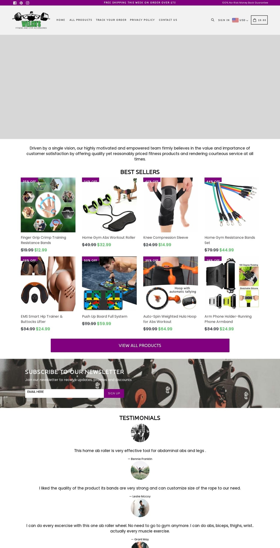 welchsfitness.com shopify website screenshot