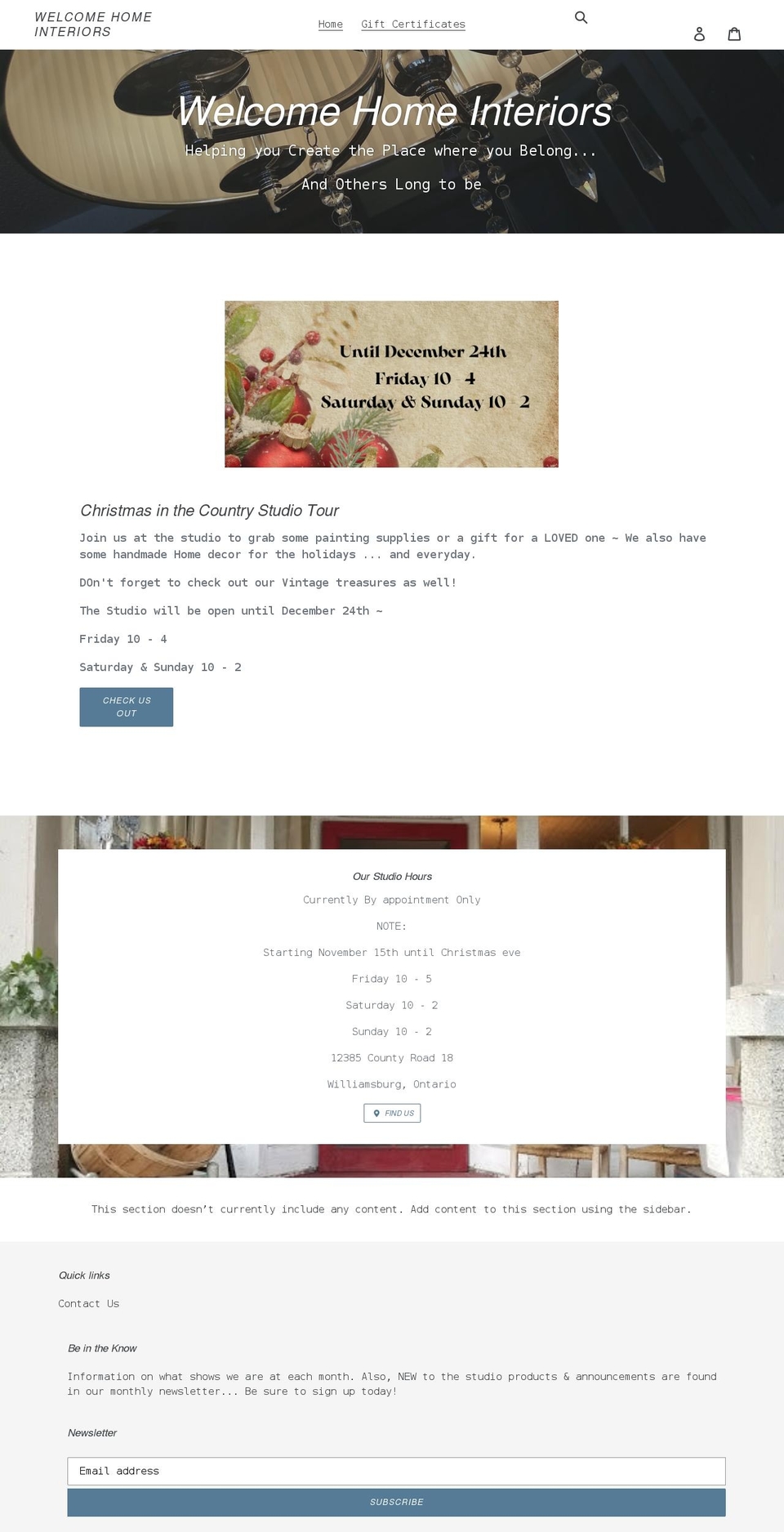 welcome-home-interiors-613.myshopify.com shopify website screenshot