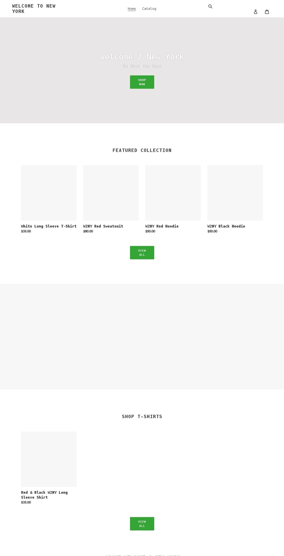 welcome2newyork.com shopify website screenshot