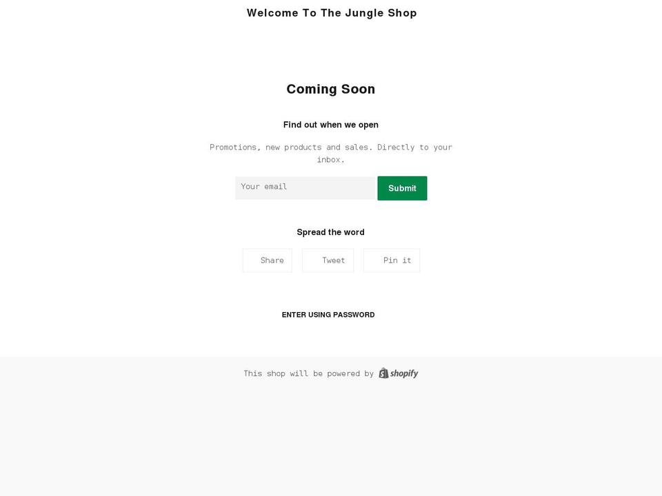 welcometothejungle.shop shopify website screenshot