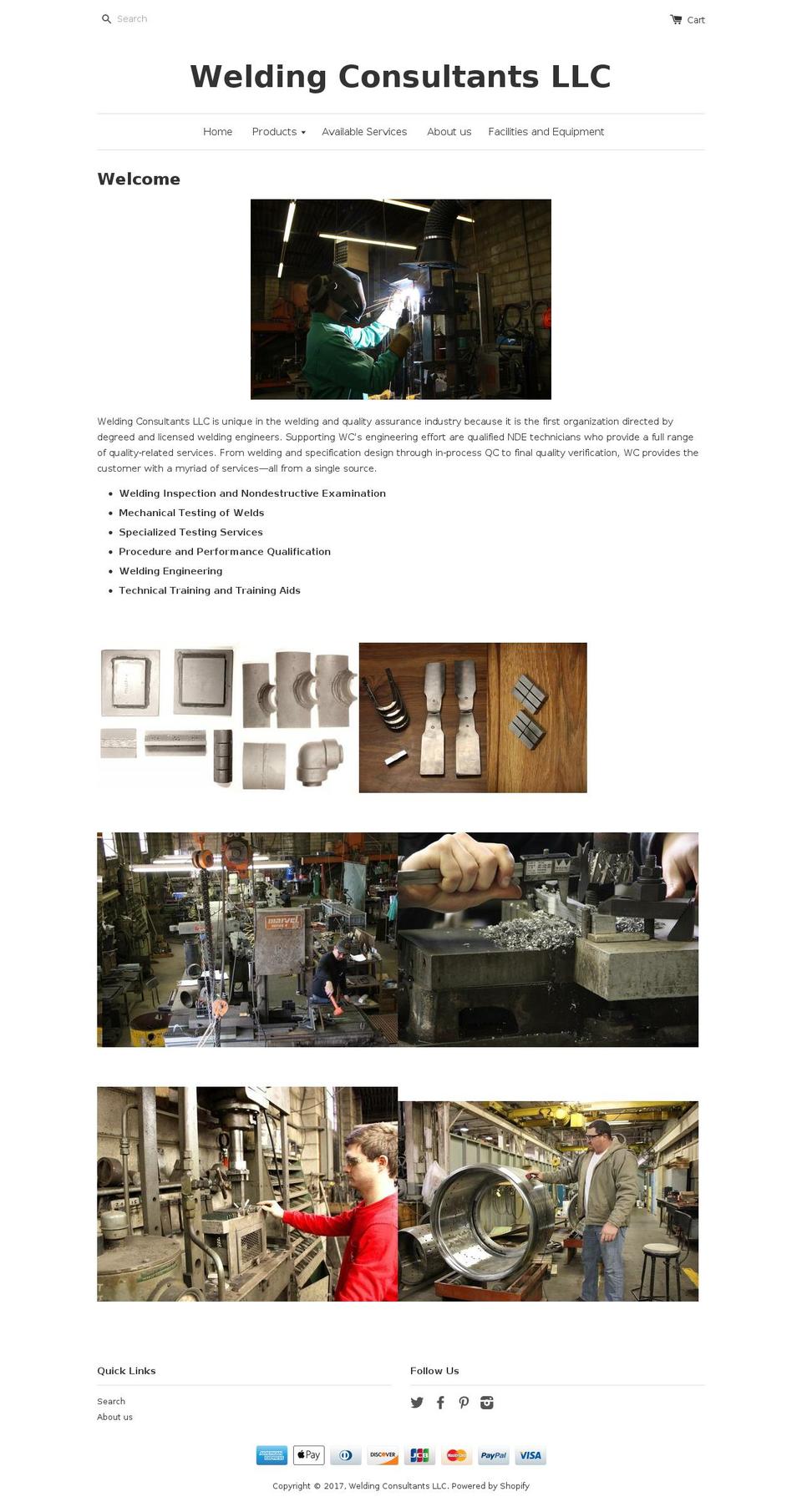 weldingconsultantsllc.com shopify website screenshot