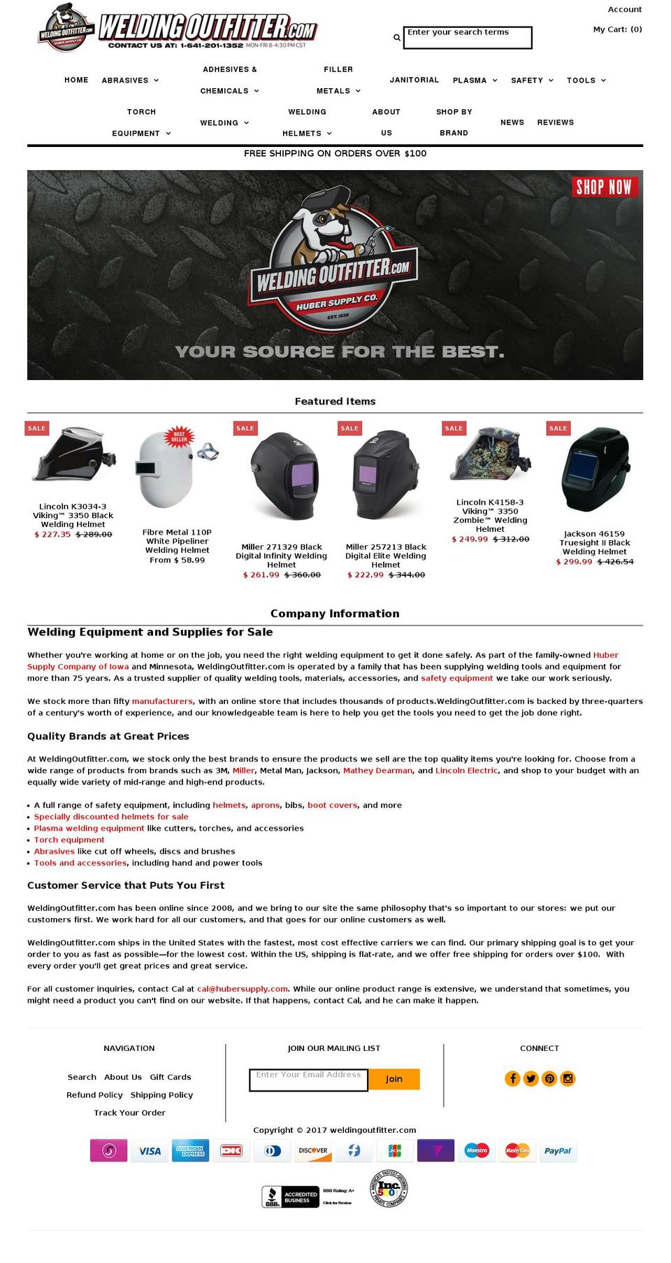 weldingoutfitter.com shopify website screenshot