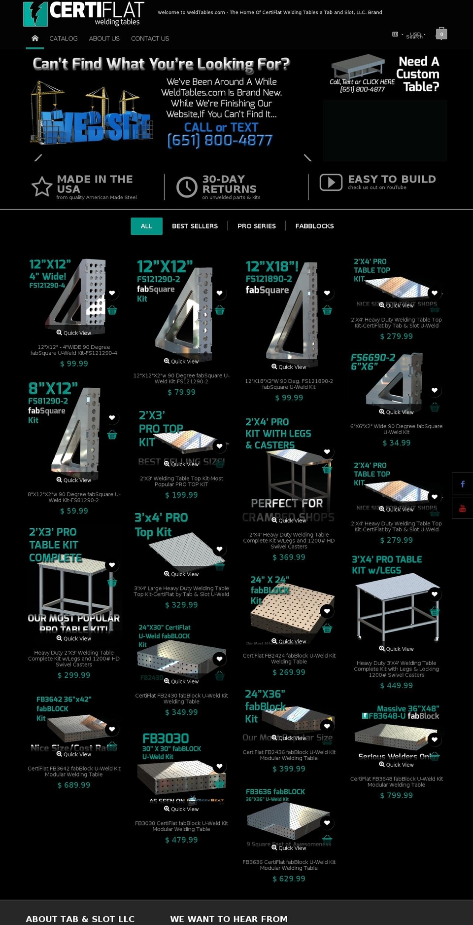 weldtables.com shopify website screenshot