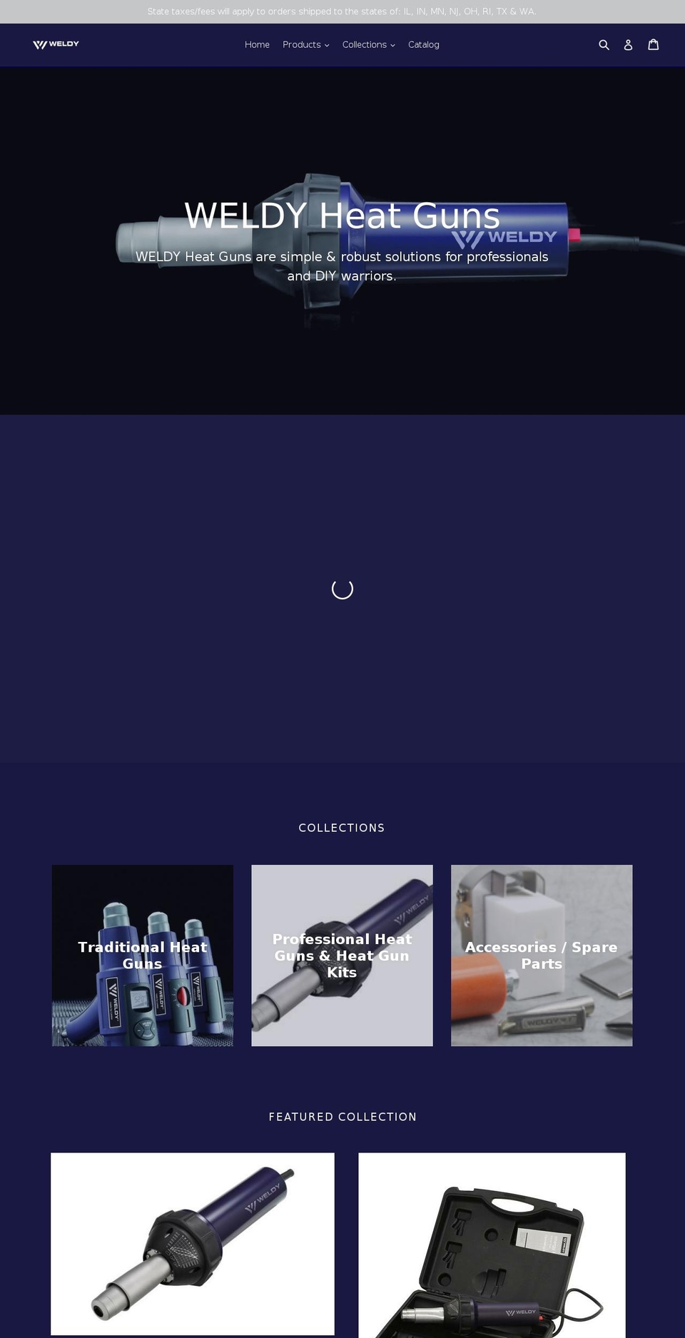 weldyheatguns.com shopify website screenshot