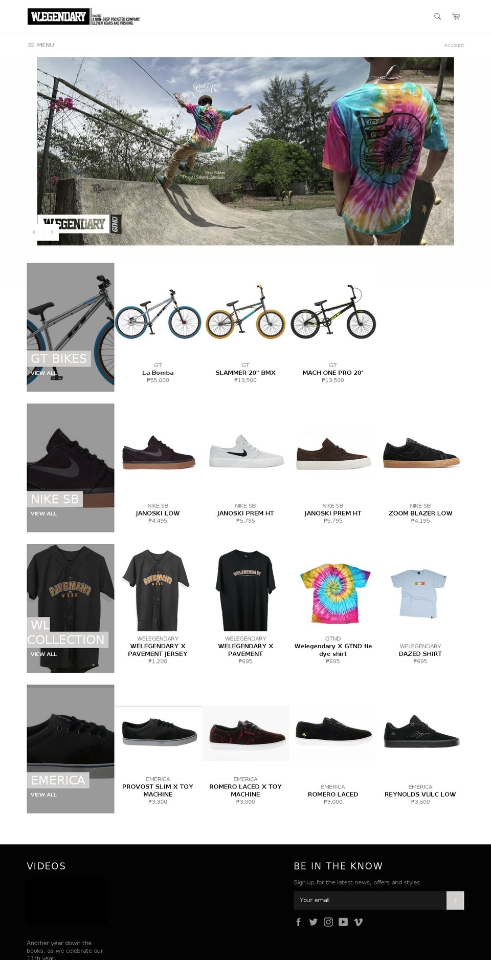 welegendary.com shopify website screenshot