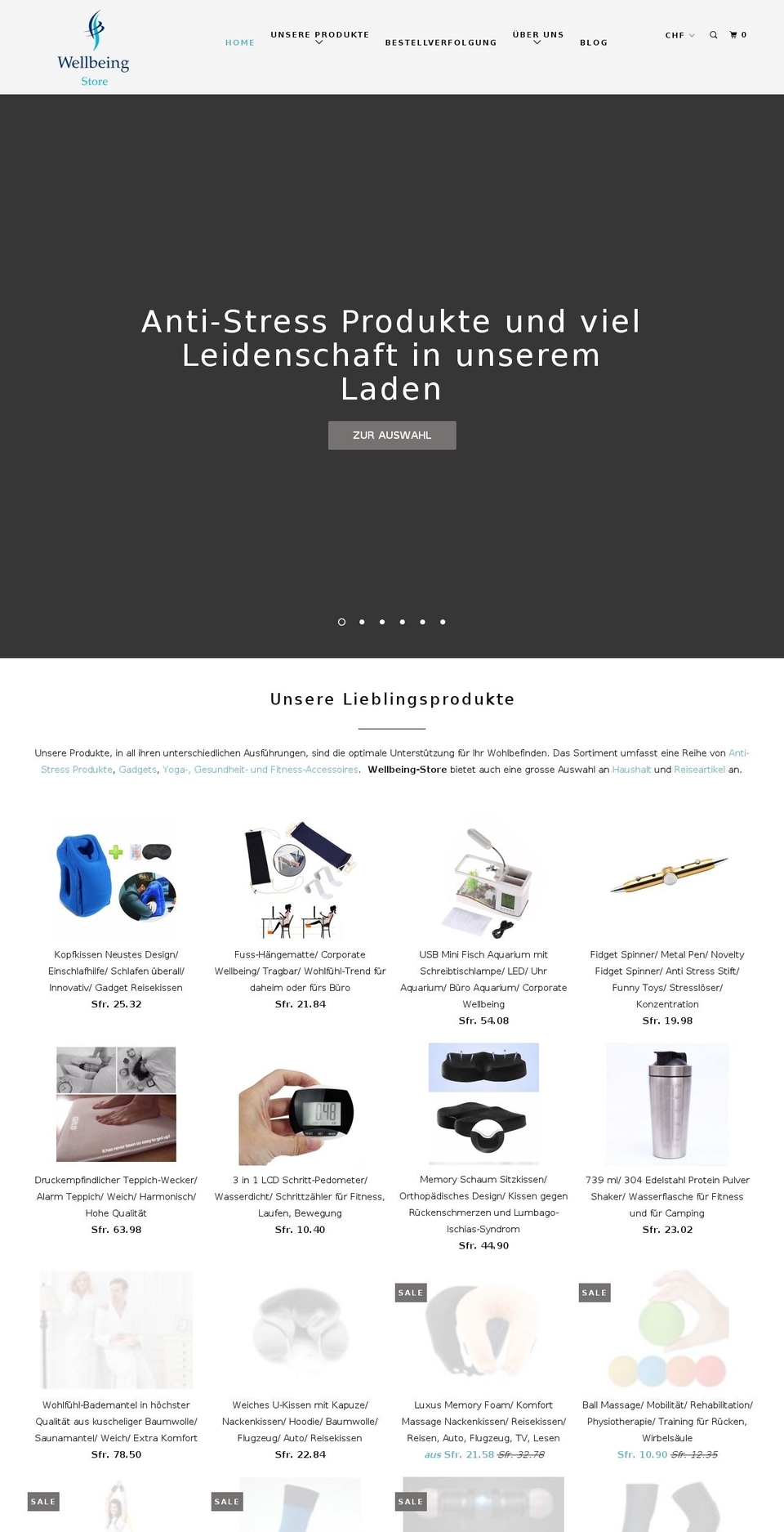 wellbeing-store.ch shopify website screenshot