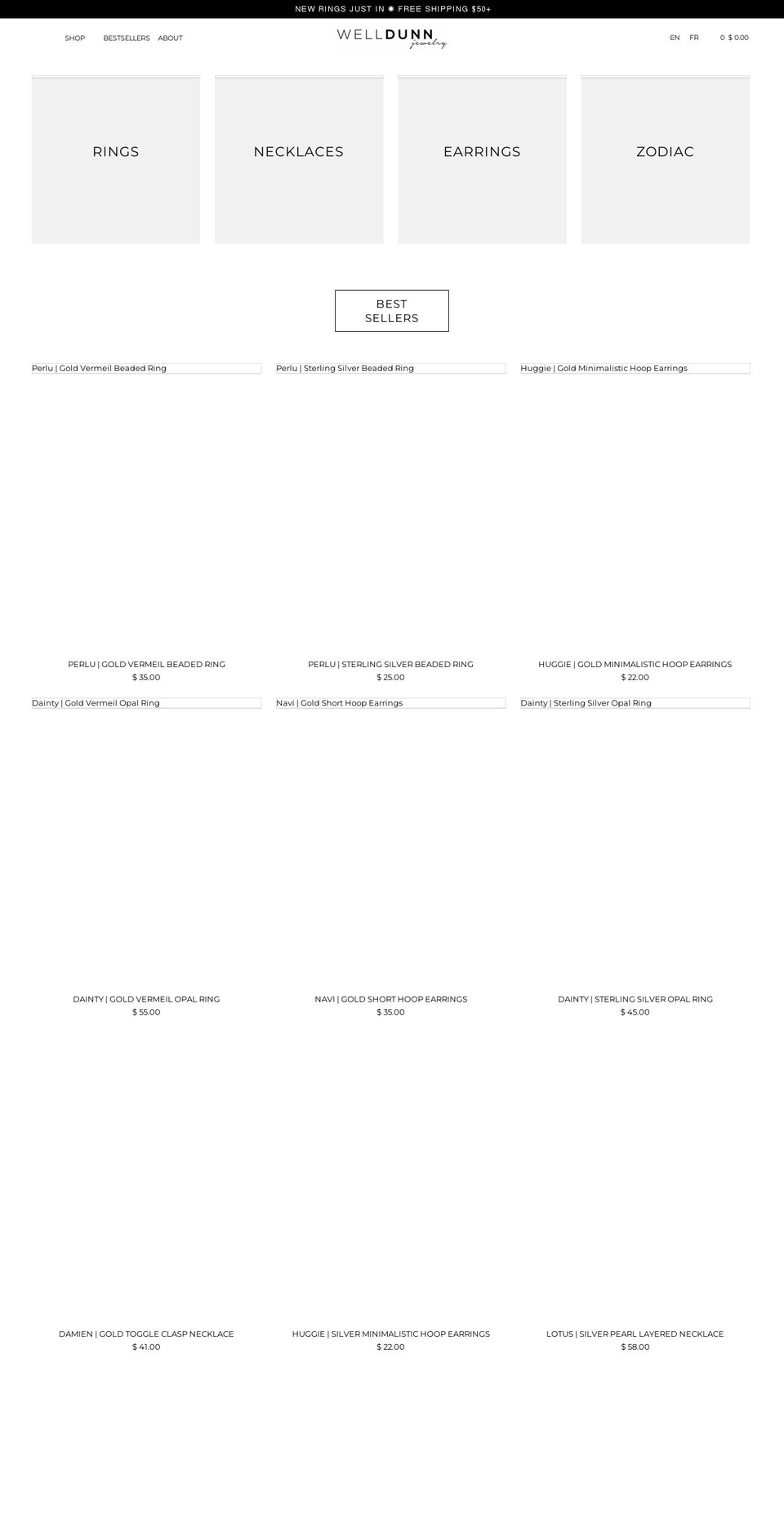 welldunnjewelry.com shopify website screenshot