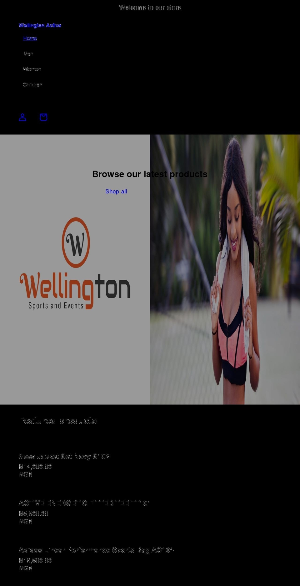 wellingtonactive.com shopify website screenshot