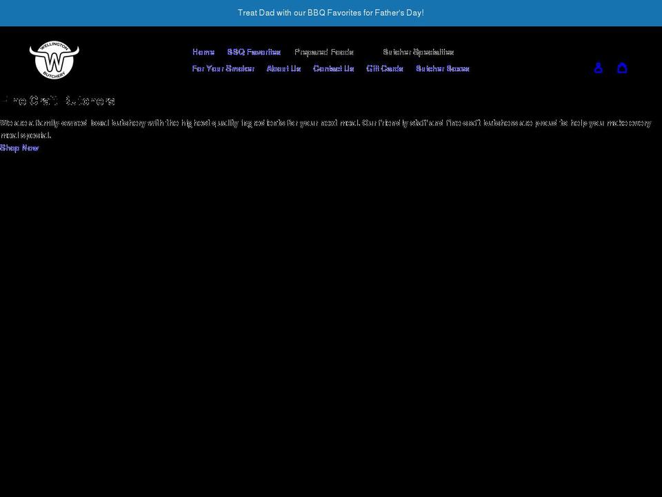 wellingtonbutchery.com shopify website screenshot