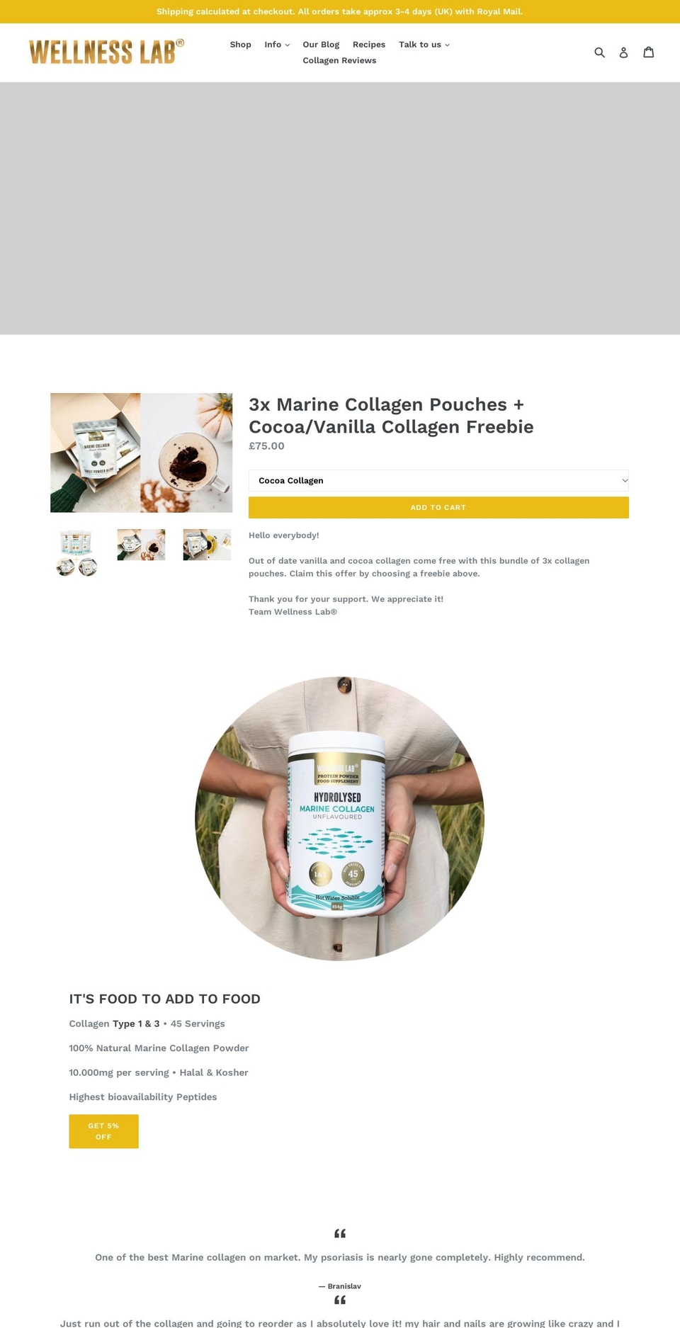 wellnesslabltd.com shopify website screenshot