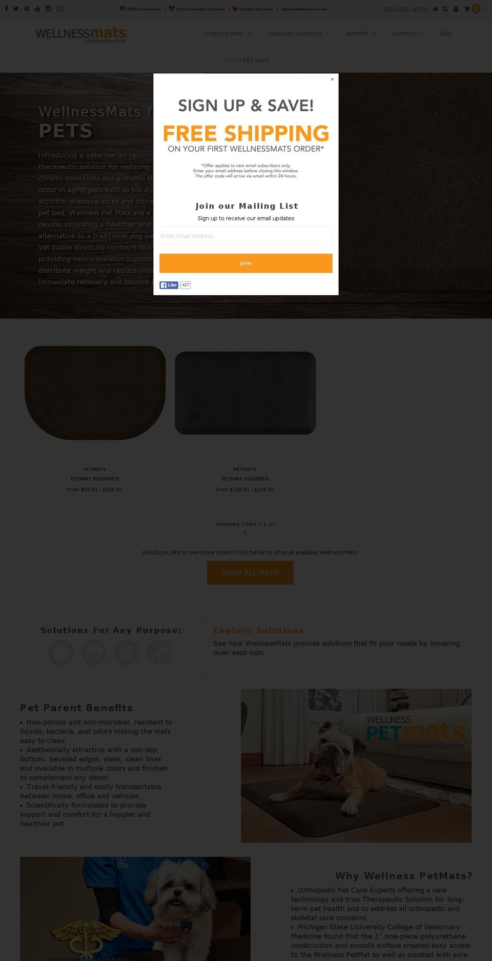 WellnessMats - December Mobile\/Tablet Update Shopify theme site example wellnesspetmat.com