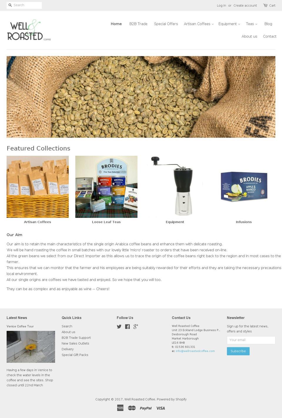 wellroastedcoffee.com shopify website screenshot