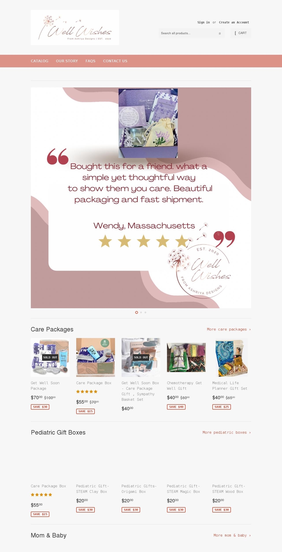 wellwishesbox.com shopify website screenshot