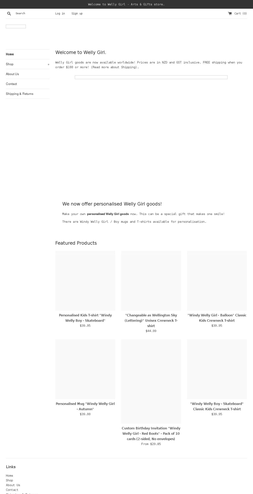 wellygirl.com shopify website screenshot