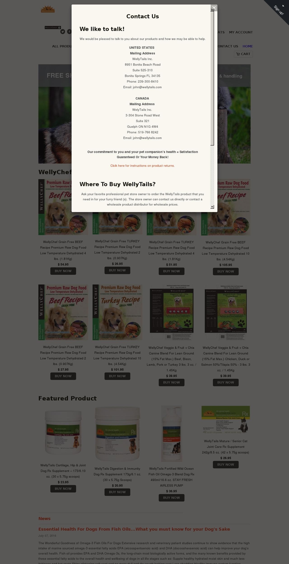 wellytails.com shopify website screenshot