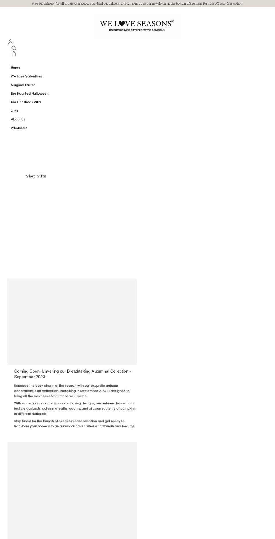 weloveseasons.com shopify website screenshot