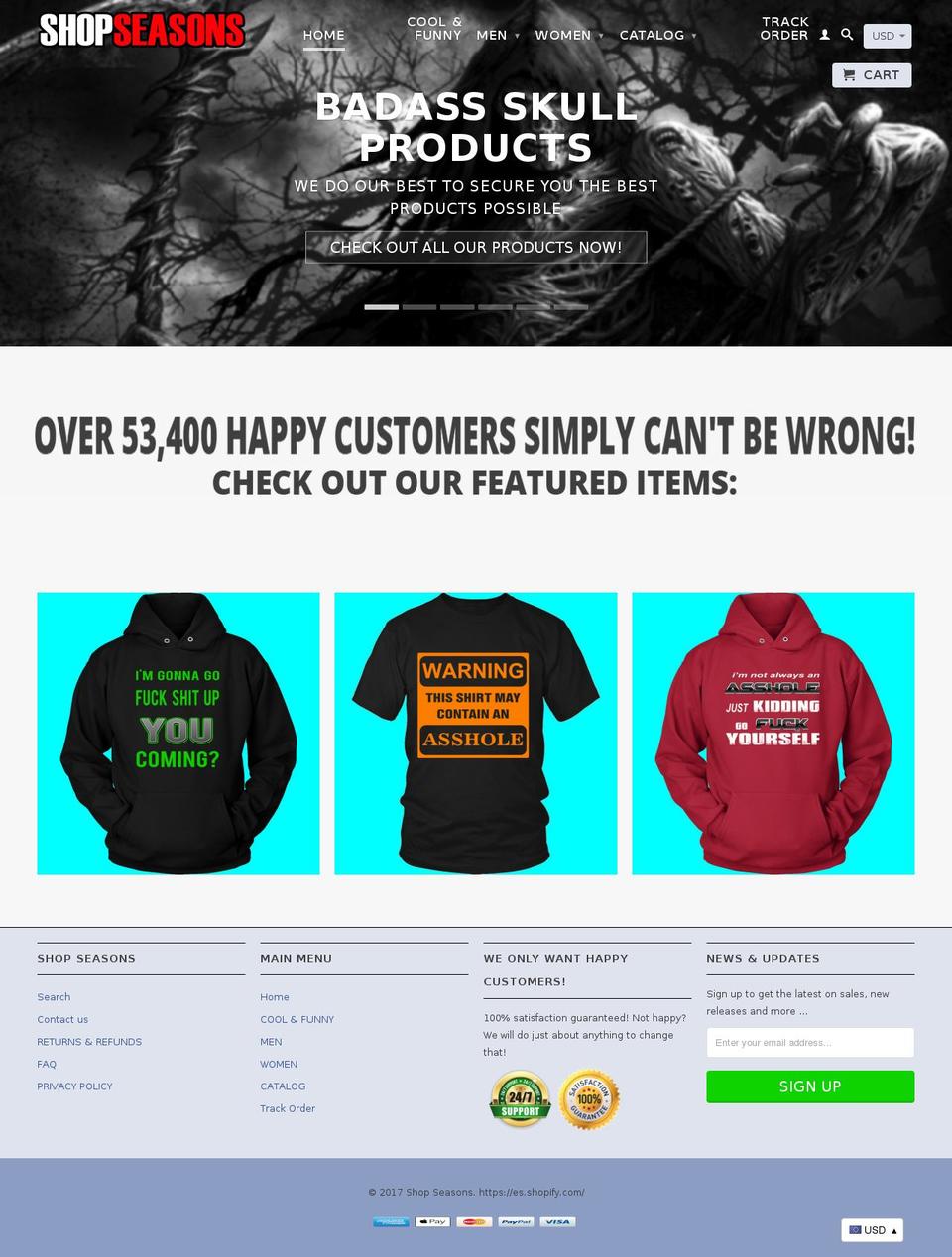 weloveskulls.com shopify website screenshot