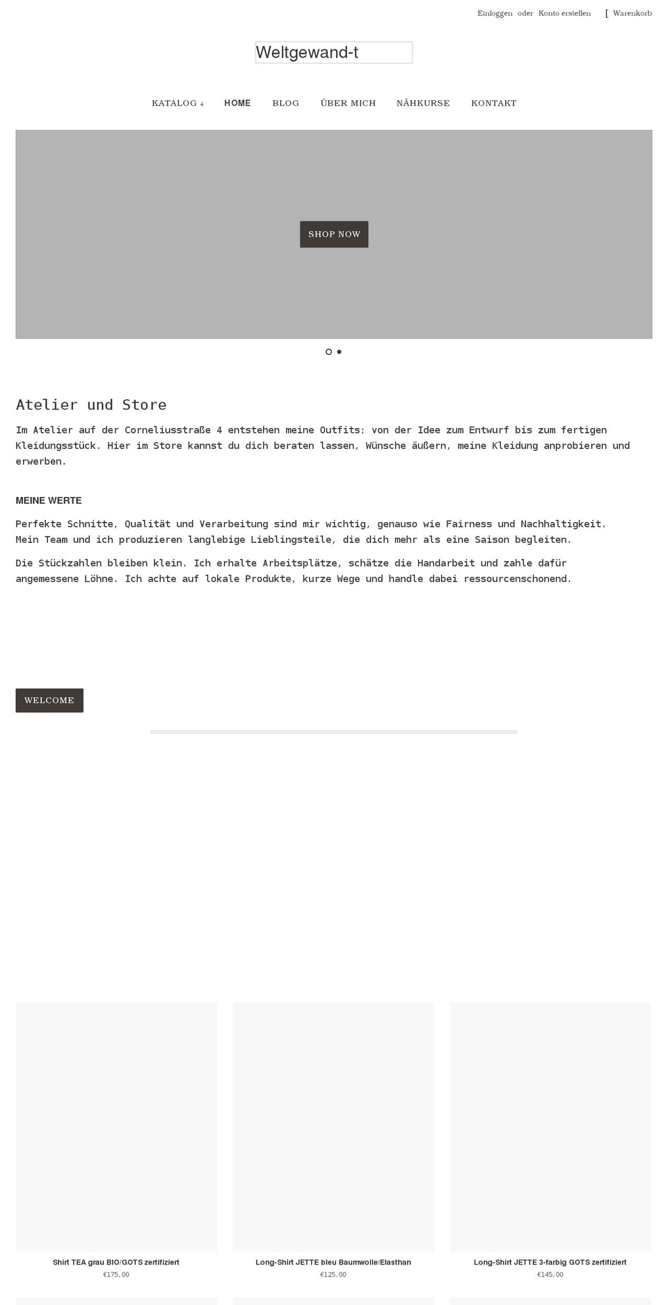 weltgewand-t.de shopify website screenshot