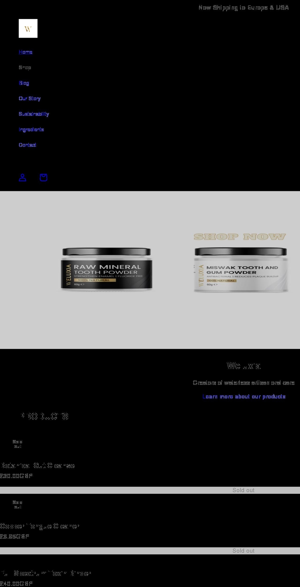 weluxia.com shopify website screenshot