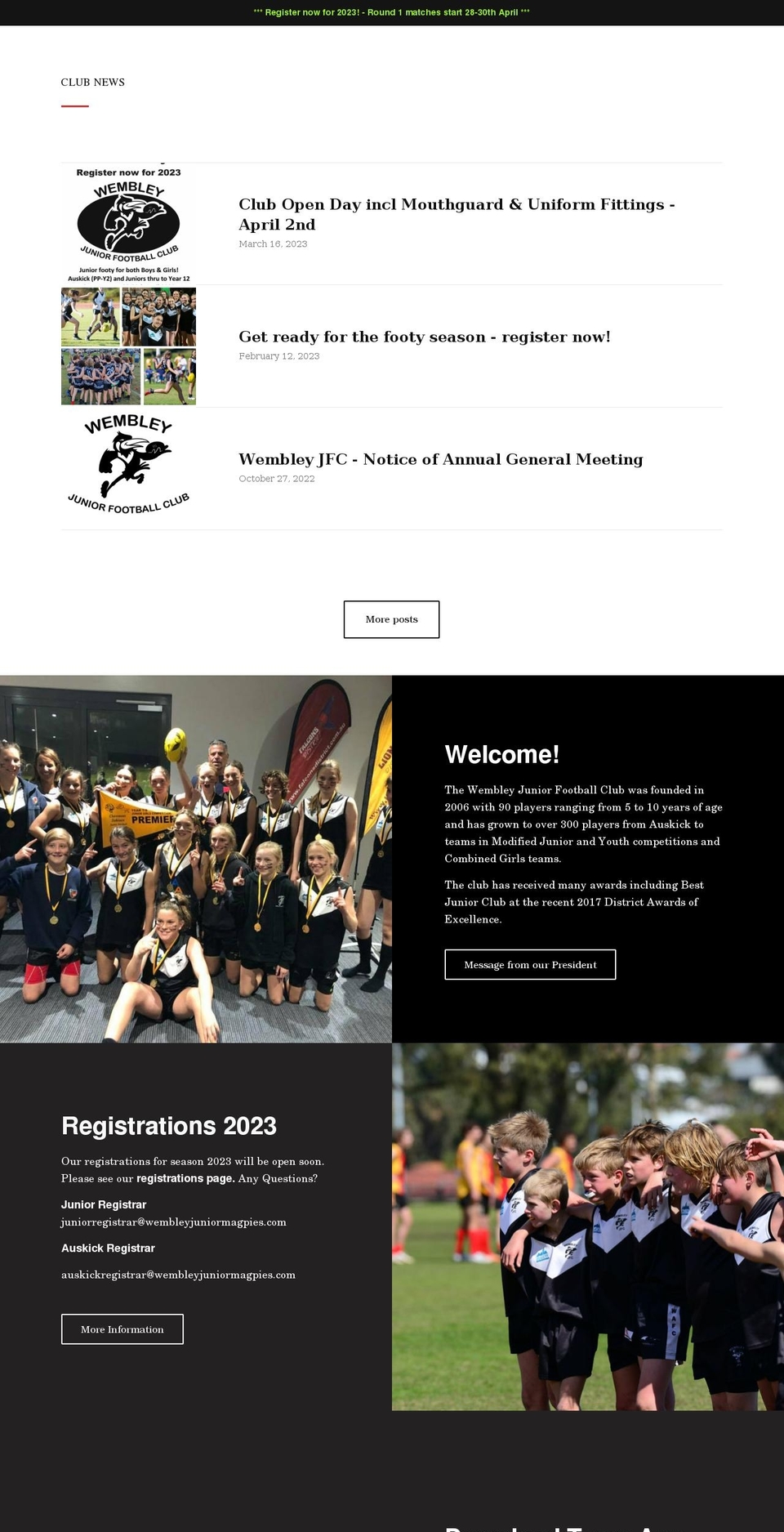 wembleyjuniormagpies.com shopify website screenshot