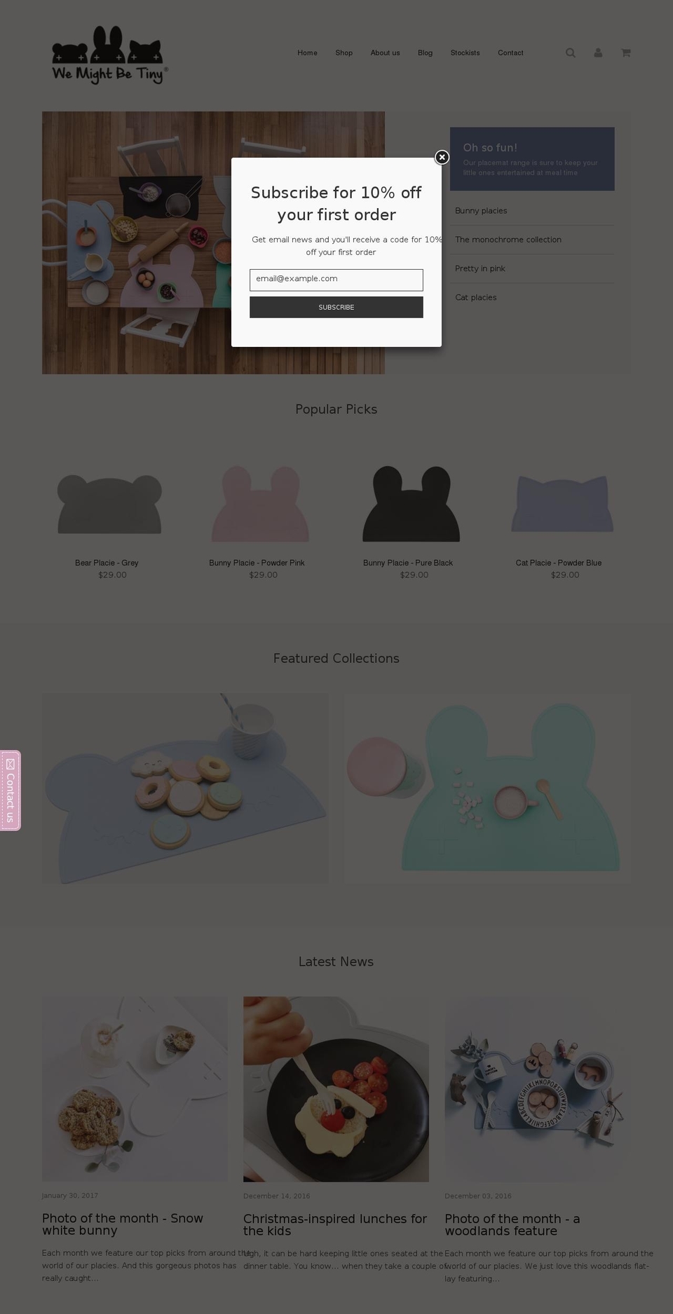 wemightbetiny.com shopify website screenshot