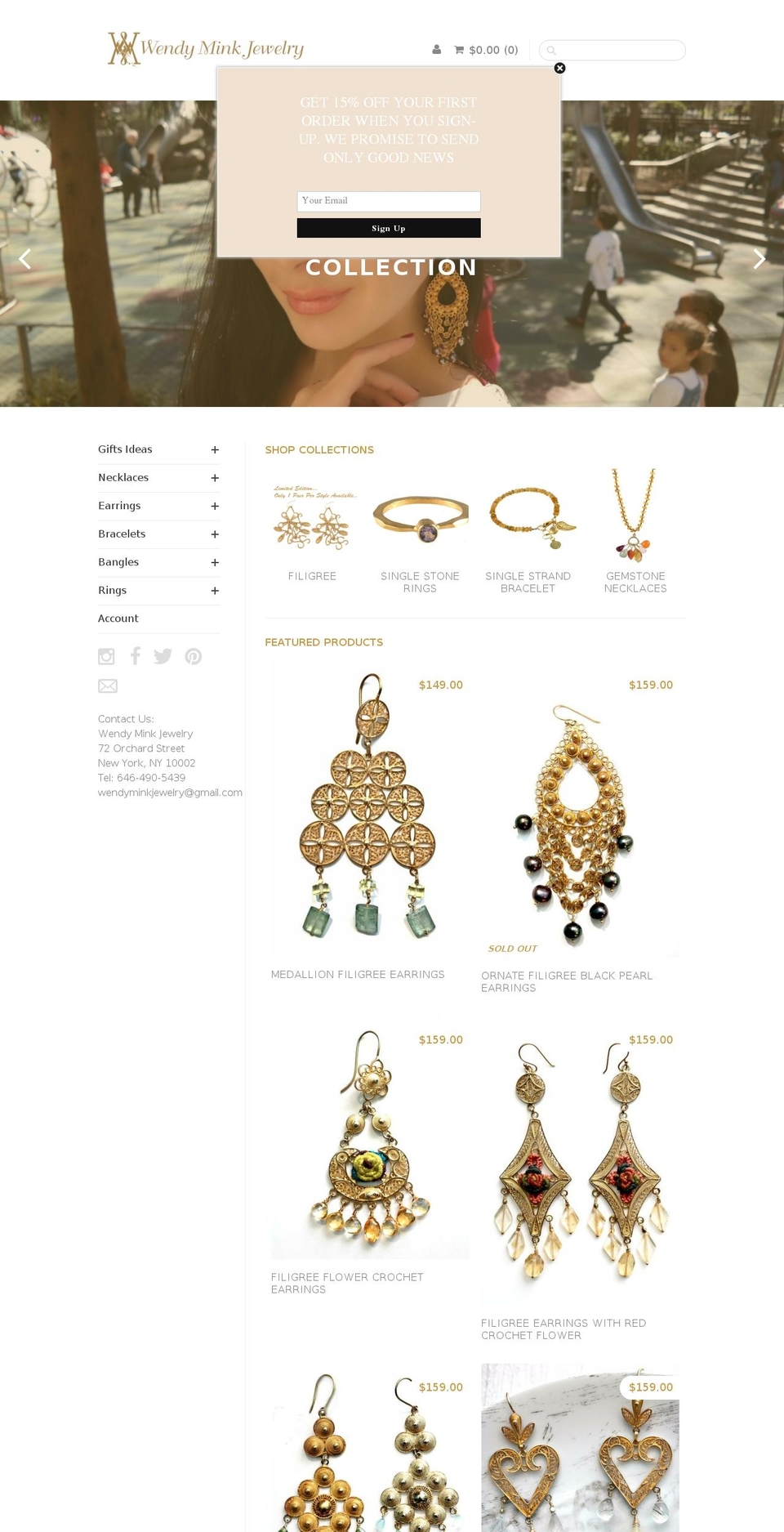 wendyminkjewelry.com shopify website screenshot