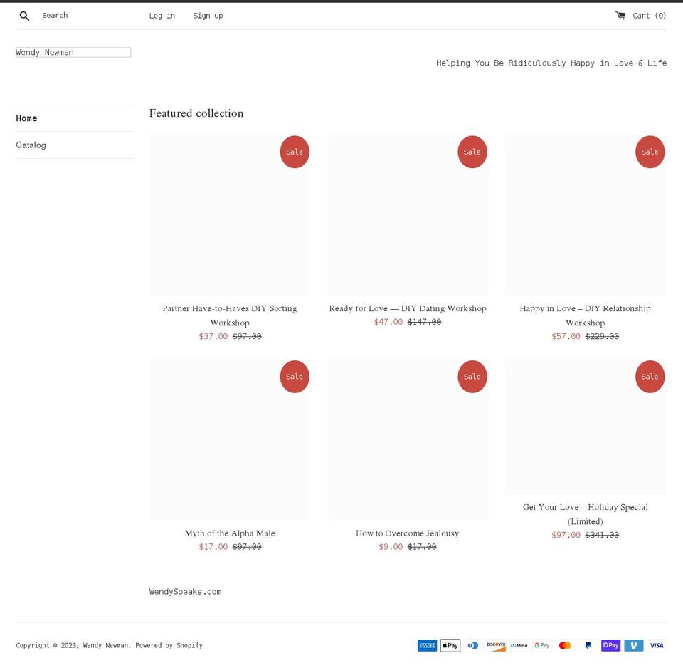 wendynewman.net shopify website screenshot