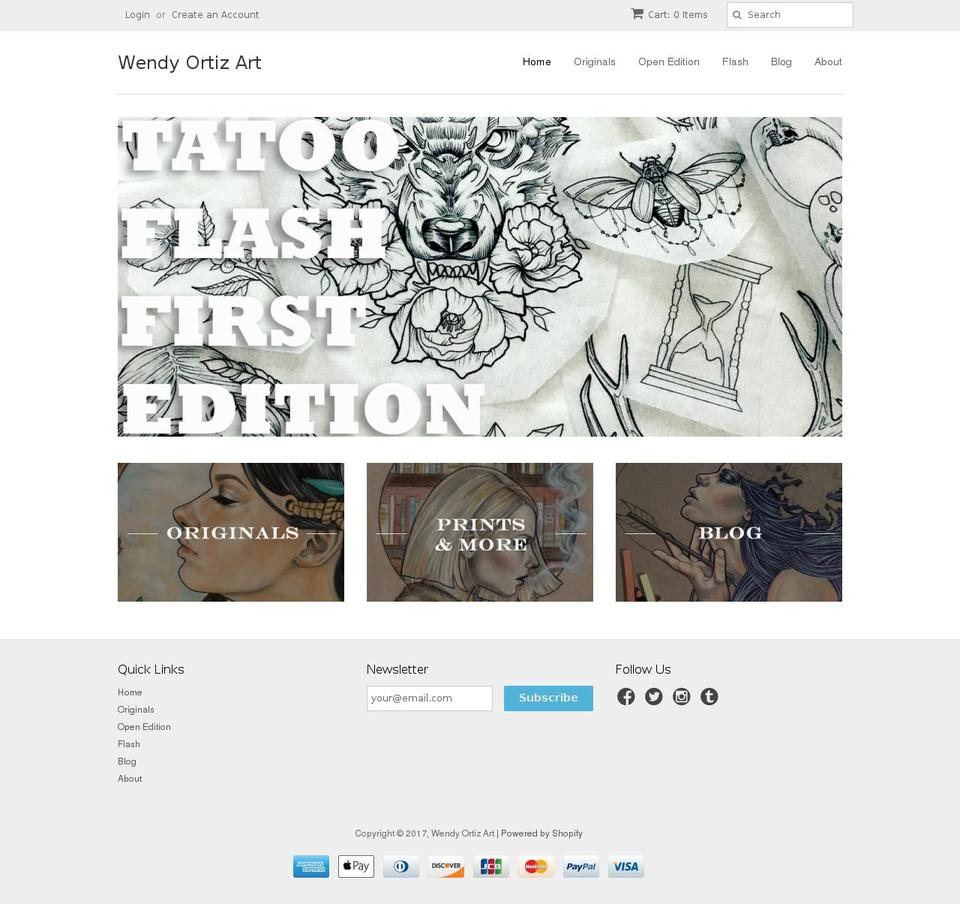 wendyortizart.com shopify website screenshot