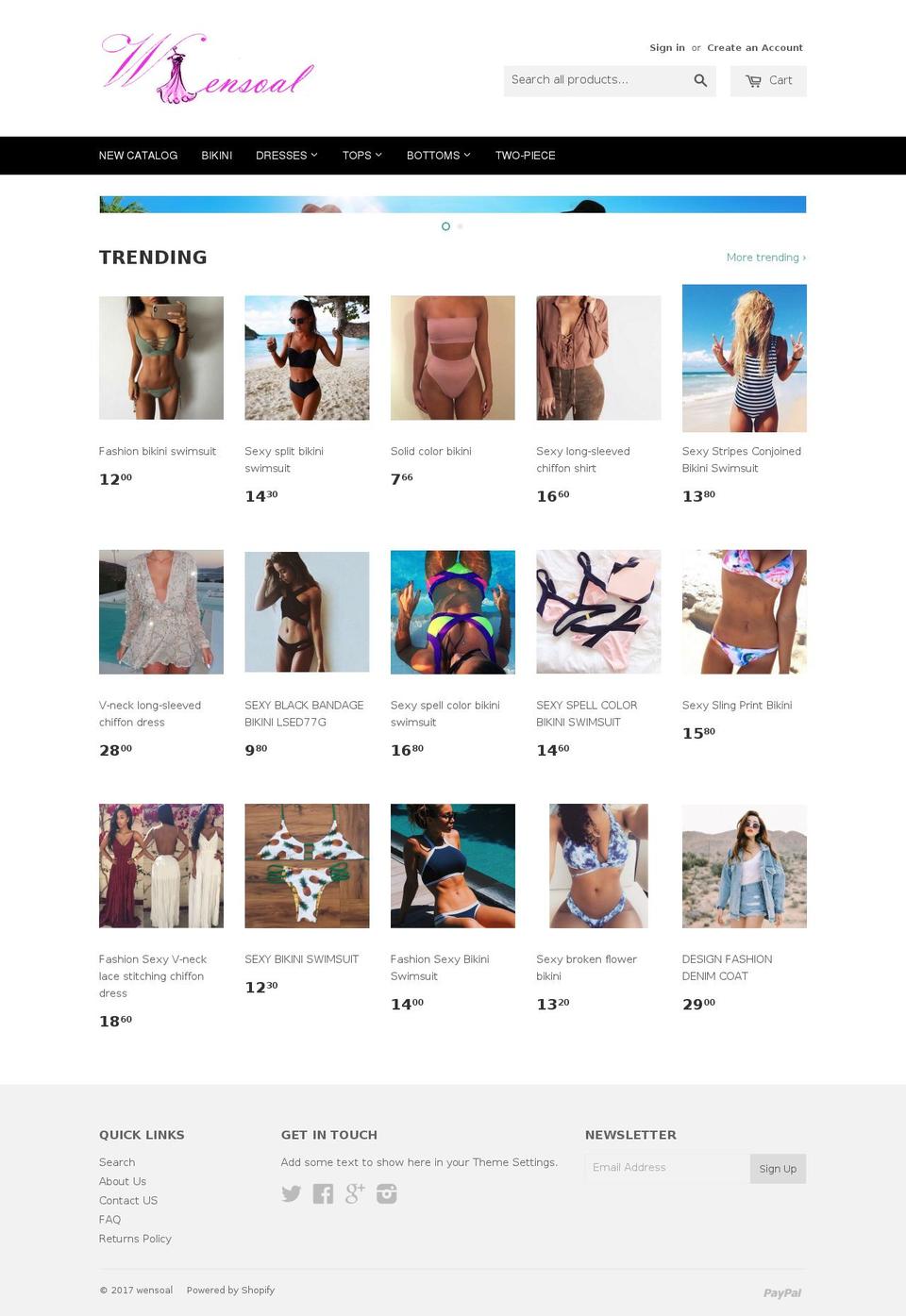 wensoal.com shopify website screenshot