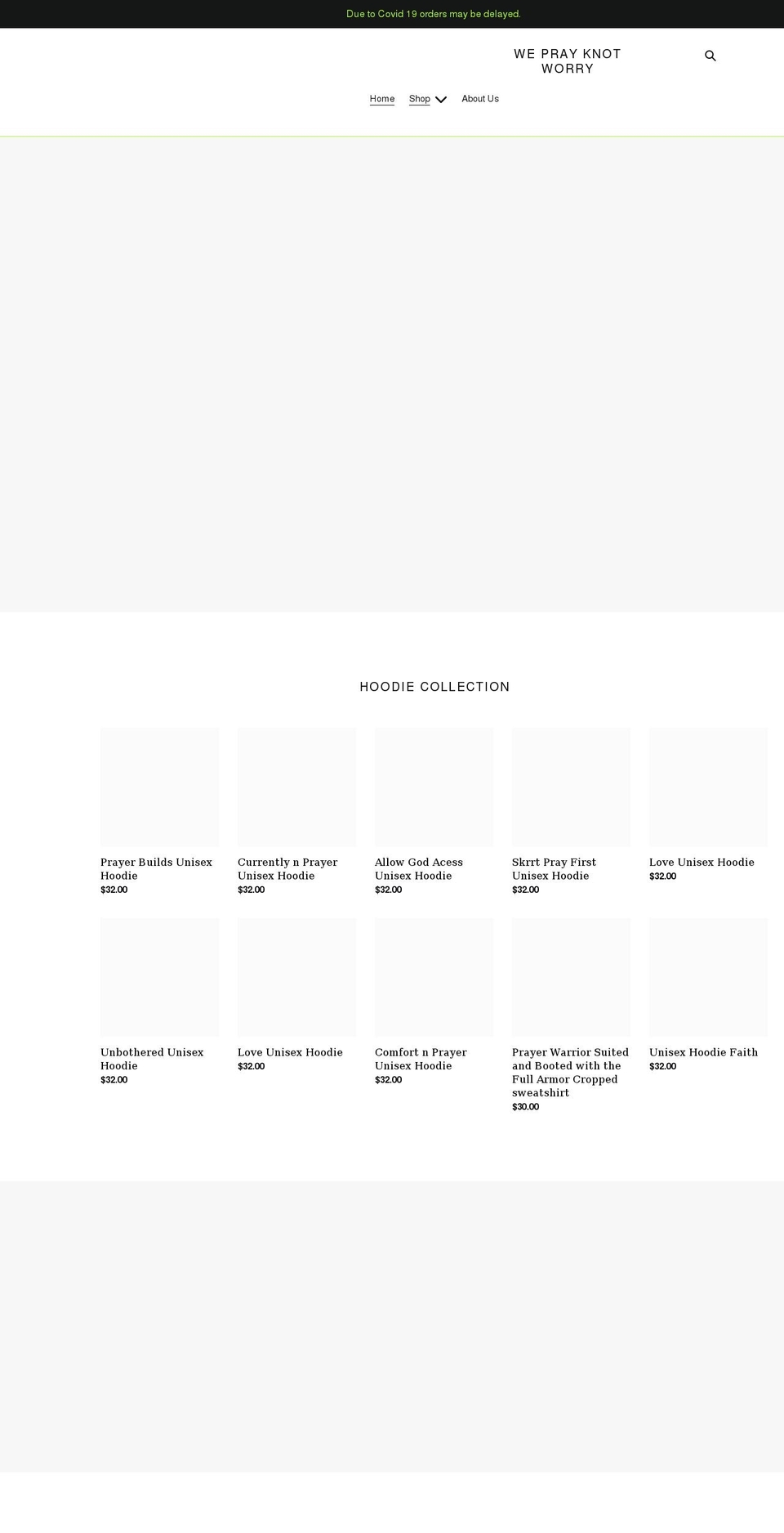 weprayknotworry.com shopify website screenshot