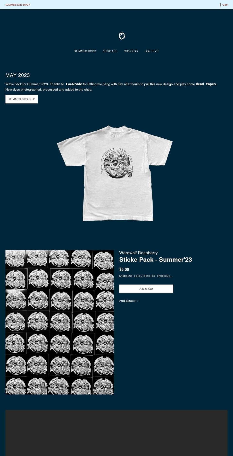 werewolfraspberry.com shopify website screenshot