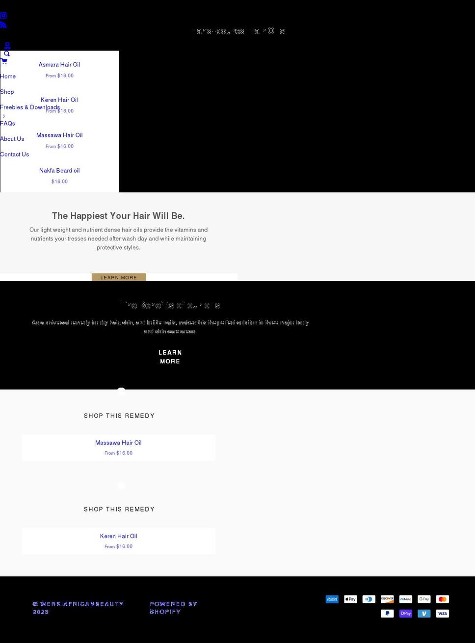 werkiafricanbeauty.com shopify website screenshot