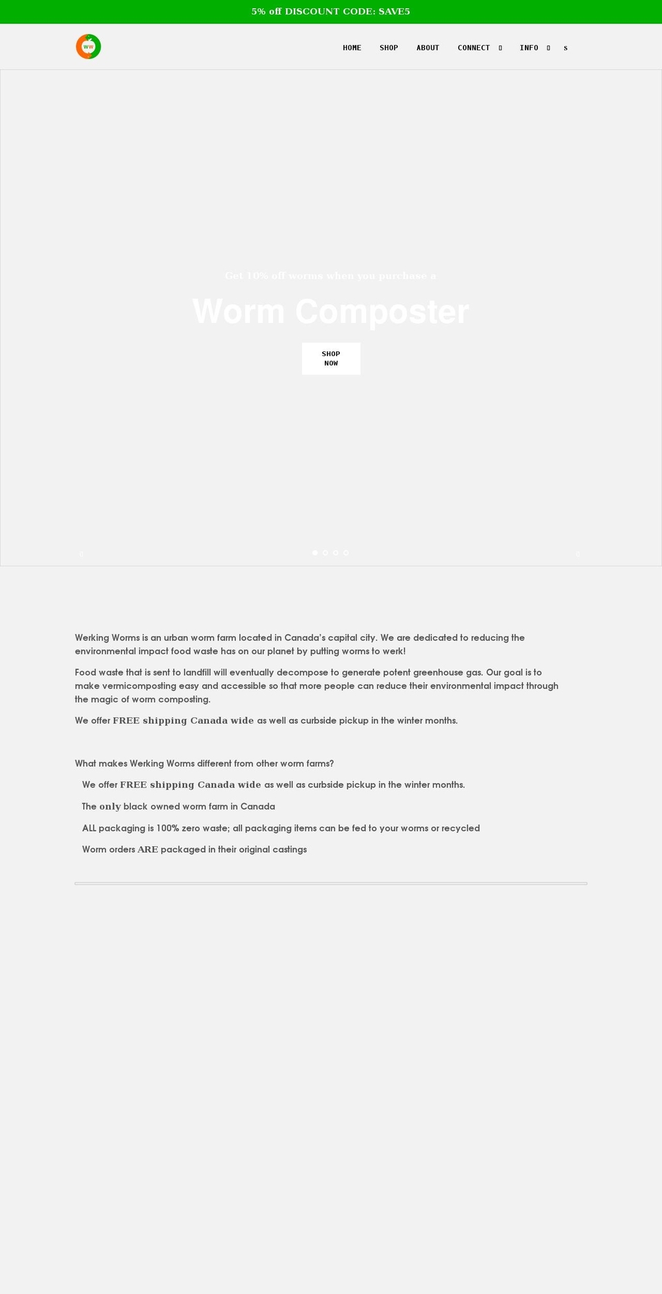 werkingworms.com shopify website screenshot