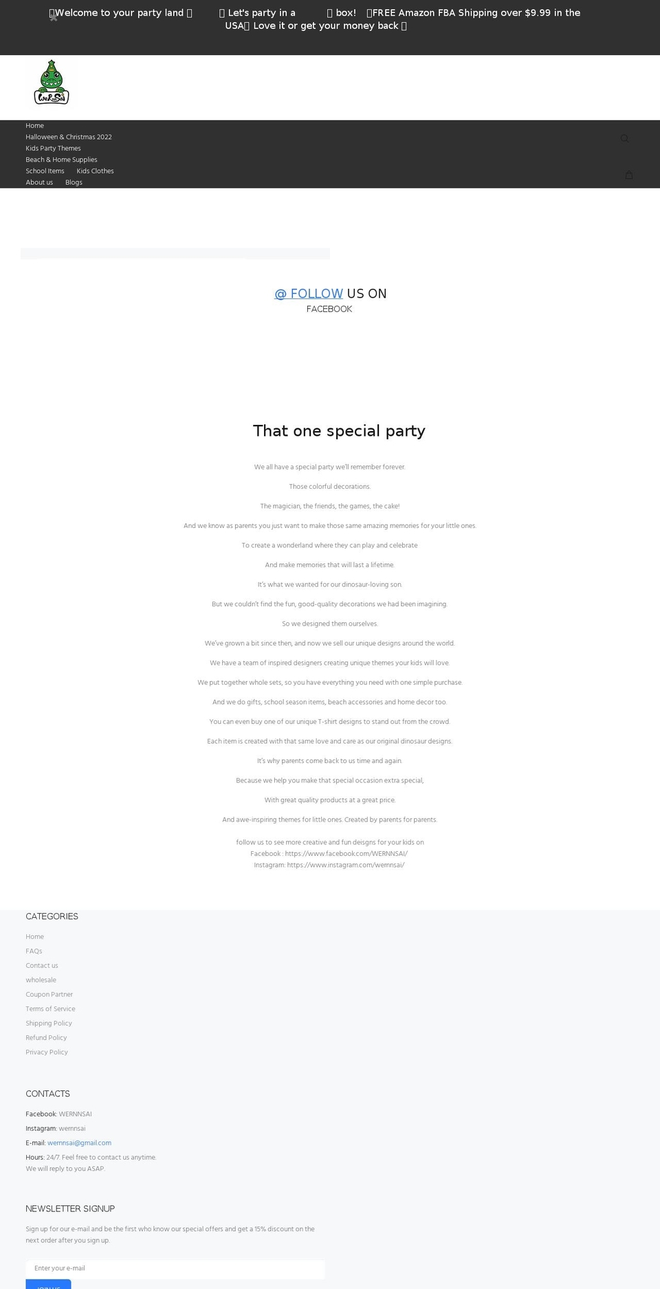 wernnsai.com shopify website screenshot